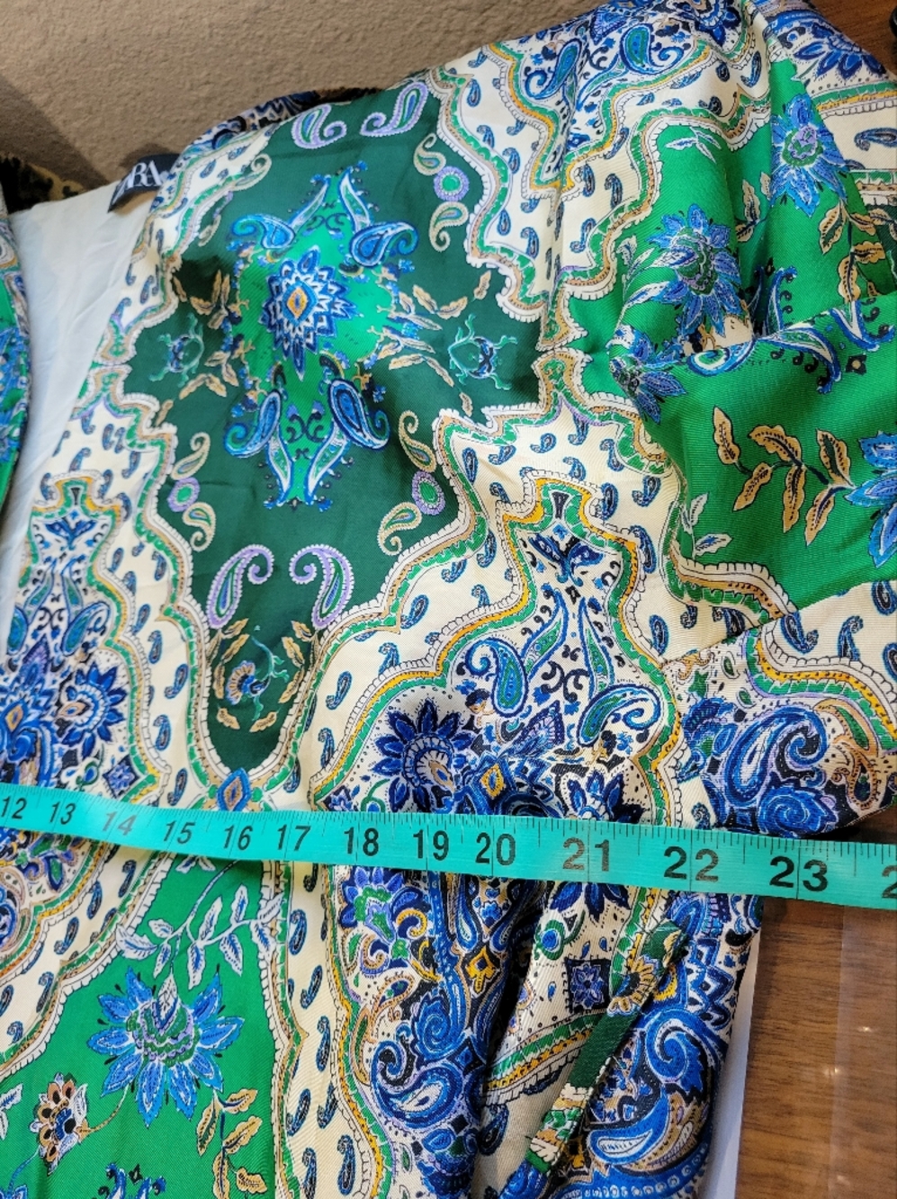 Zara Kimono Wrap Jacket Size M Floral Tapestry Print Blue Green - Picture 6 of 7